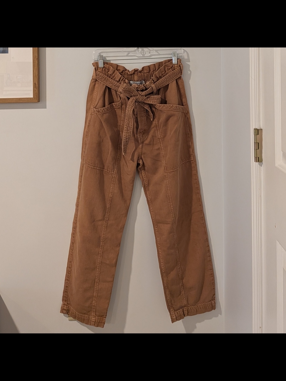 Etica Wade Trouser High-Rise Paperbag Utility Pants in Vintage Tawny Brown